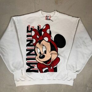 Vintage Disney Designs Minnie Mouse Sweatshirt White XL Double Sided 90s USA